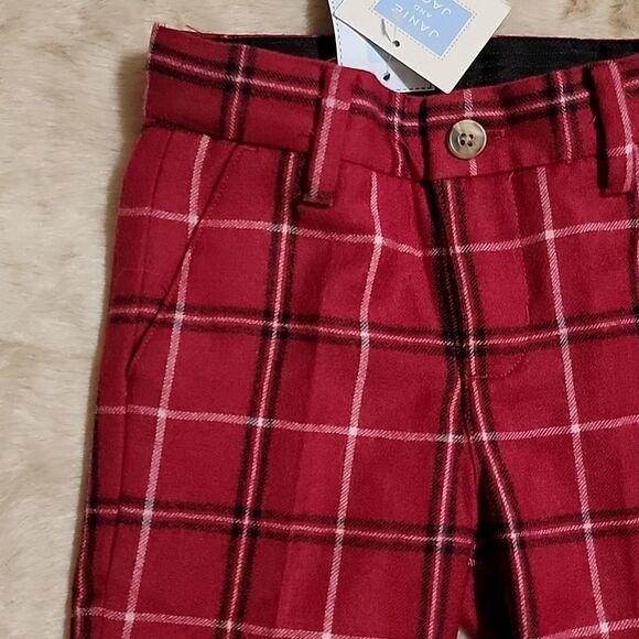 JANIE AND JACK RED PLAID WOOL PANTS, SIZE 6-12 MONTHS, NEW! - Picture 2 of 12